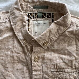 Denim & Flower Light Brown Button-Up Shirt